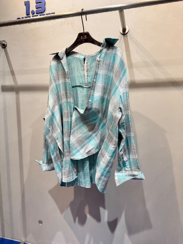 1.3韓國直郵女裝新款熱賣人氣時尚26春夏襯衫蕾絲衫格子1.3襯衫/蕾絲衫