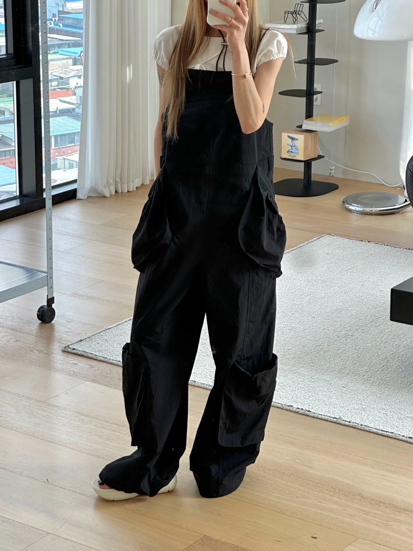 ZEROZERO韓國代購女裝新品26春夏時尚熱賣背帶褲口袋系帶ZEROZERO背帶褲圖色3