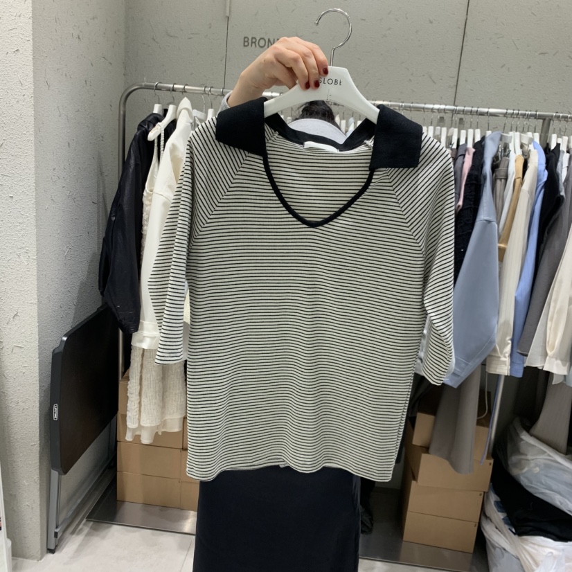 BRONZE東大門代購女士新款真品熱賣26春夏職業推薦T恤撞色BRONZET恤圖色1