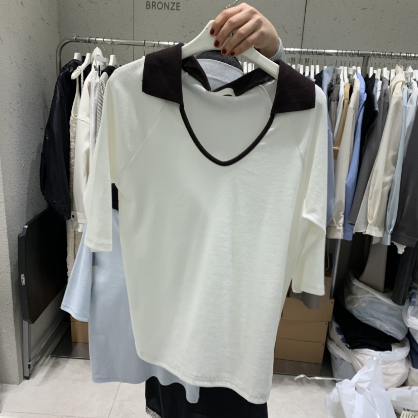 BRONZE東大門代購女士新款真品熱賣26春夏職業推薦T恤撞色BRONZET恤圖色2