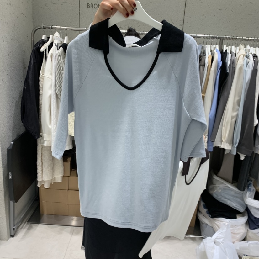 BRONZE東大門代購女士新款真品熱賣26春夏職業推薦T恤撞色BRONZET恤圖色3