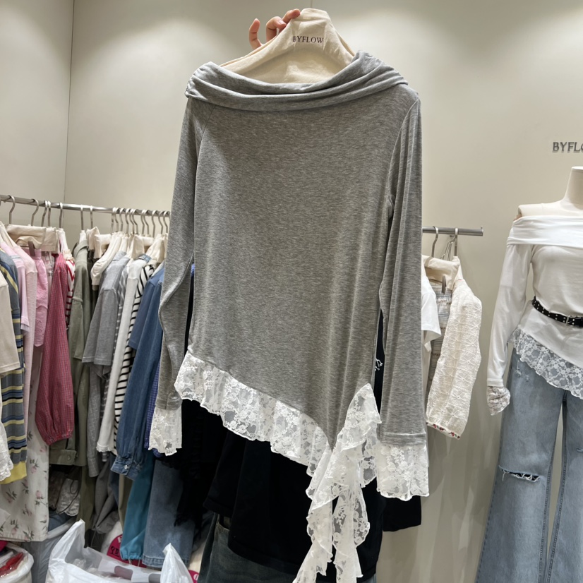 BY FLOW東大門代購女士新款休閑熱賣職業長袖T恤不含腰帶BY FLOW長袖T恤圖色2