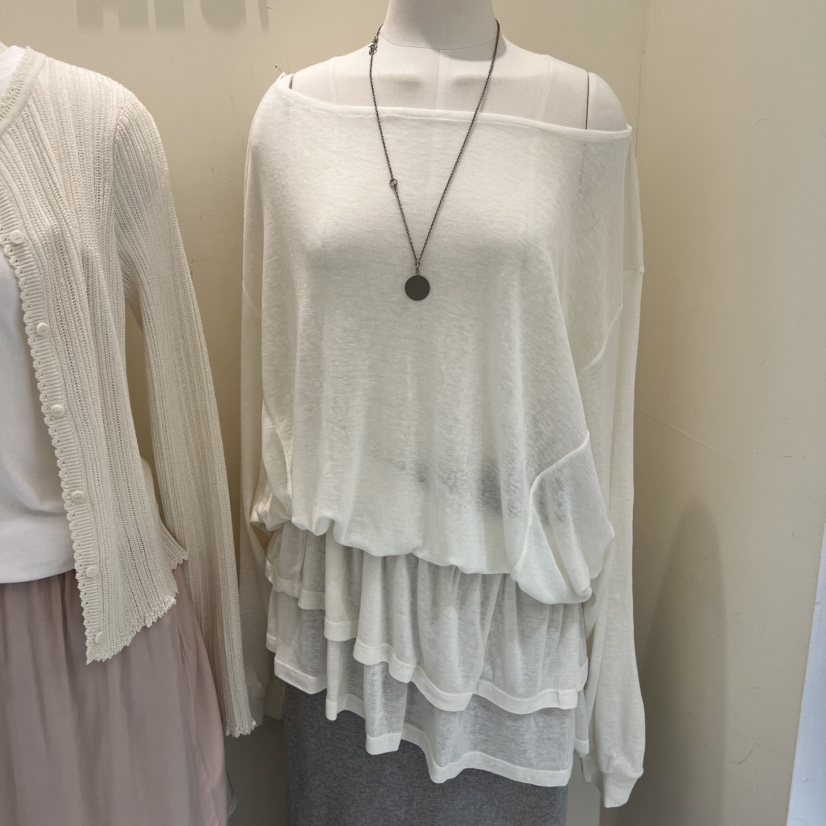 ARE東大門代購女裝新品時尚熱賣26春夏休閑長袖T恤船領褶皺ARE YOU/ARE長袖T恤圖色2