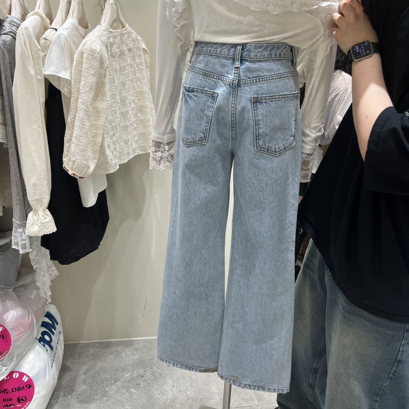 BY FLOW東大門代購女士新款真品休閑推薦牛仔褲直筒牛仔BY FLOW牛仔褲