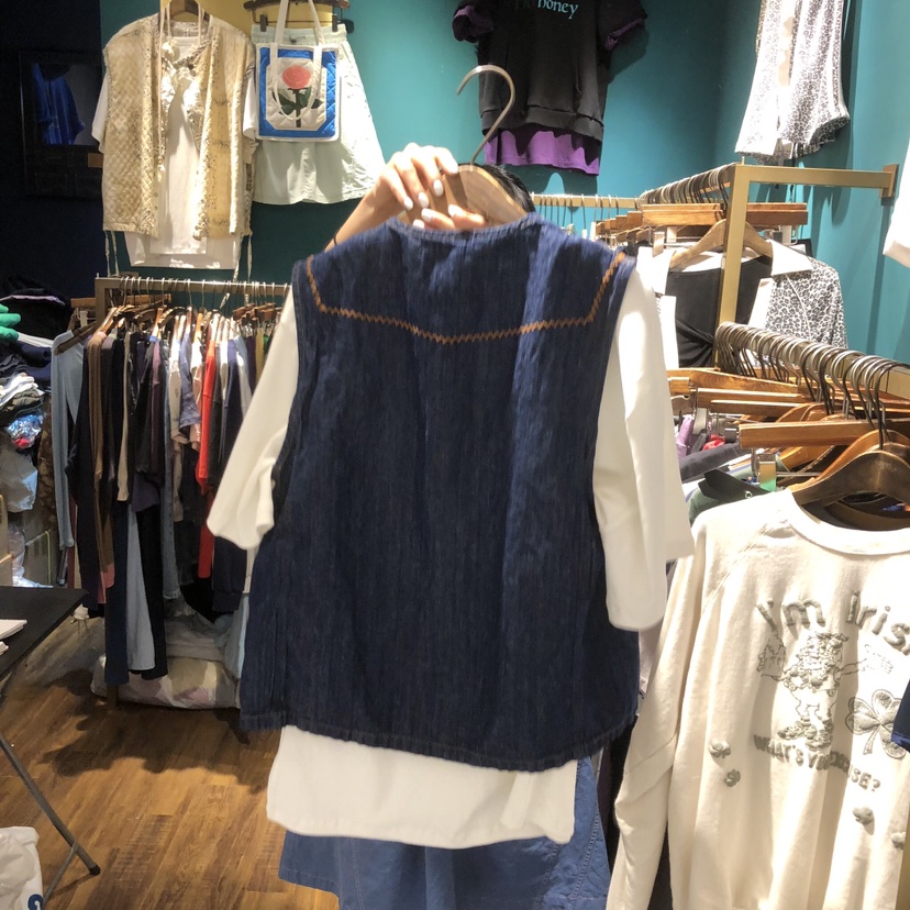 MERCI LINDA韓國代購女裝新品真品馬甲不含內搭刺繡亞麻MERCI LINDA馬甲