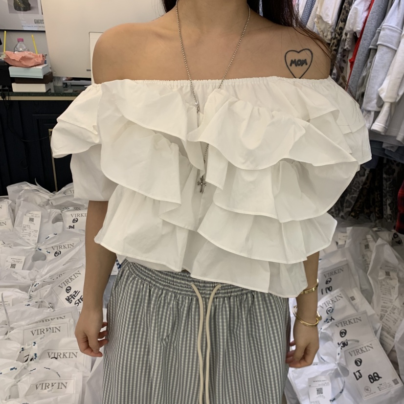 VIRKIN韓國代購女裝新款真品熱賣時尚襯衫蕾絲衫不含項鏈VIRKIN襯衫/蕾絲衫圖色2