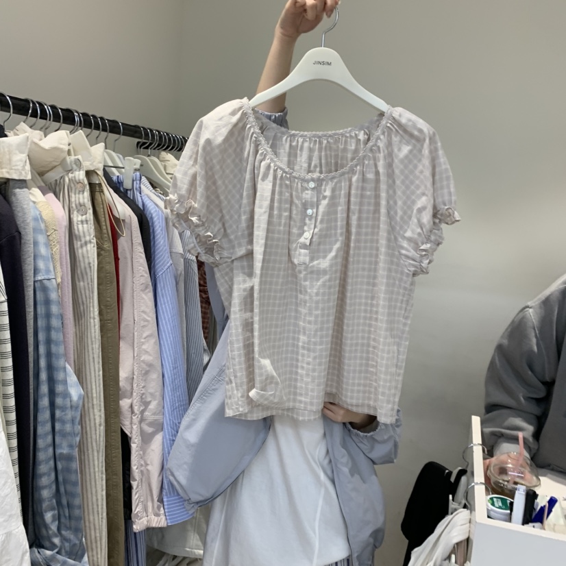 JINSIM韓國直郵女裝新款26春夏人氣真品時尚休閑襯衫蕾絲衫JINSIM襯衫/蕾絲衫圖色1