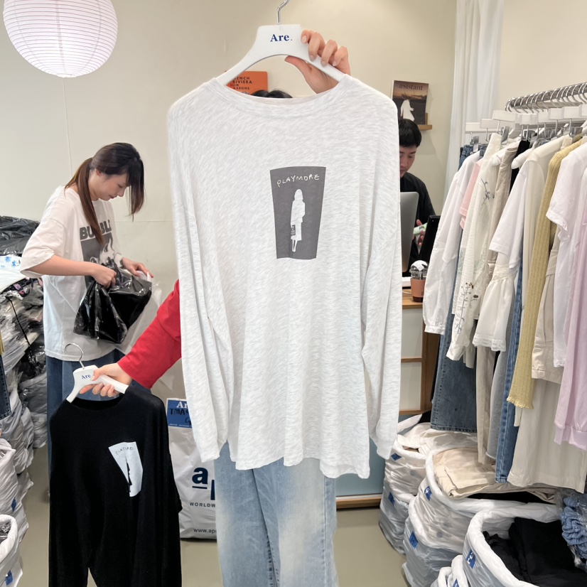 ARE韓國代購女士新品熱賣人氣真品休閑職業推薦26春夏長袖T恤ARE YOU/ARE長袖T恤圖色3