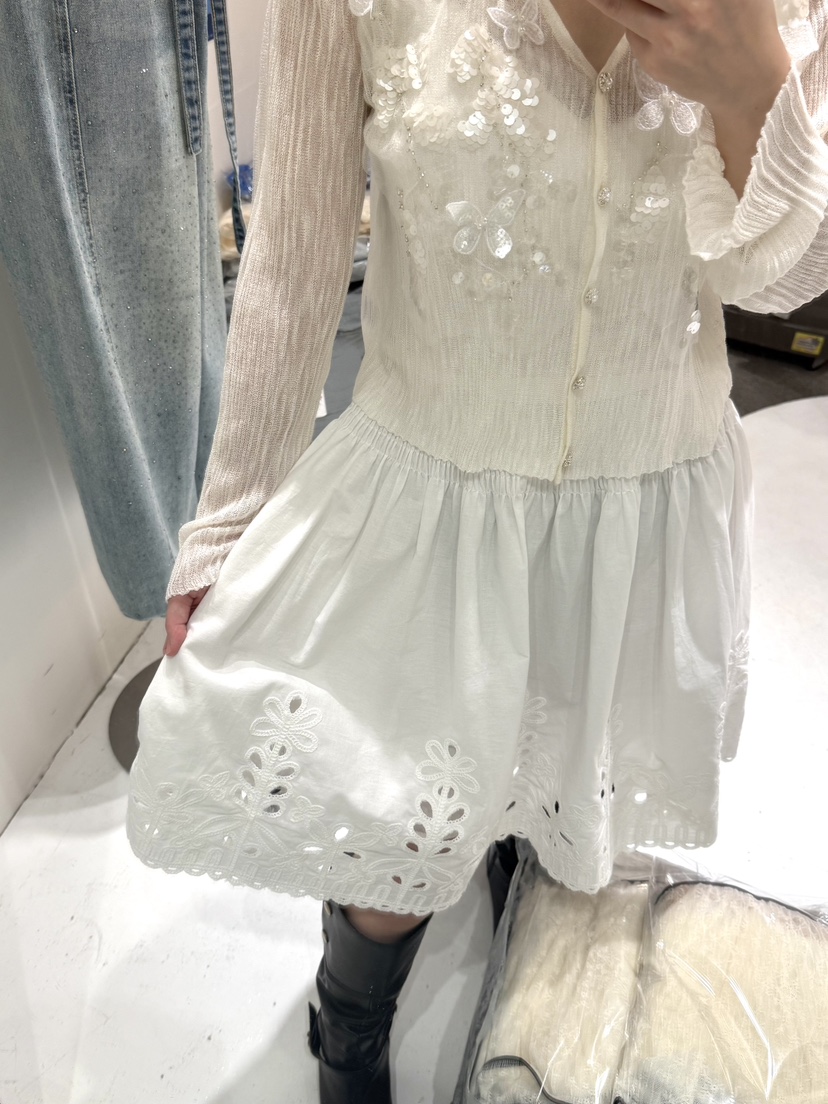 FABRIC東大門代購女裝新品推薦休閑26春夏半身裙中短裙刺繡FABRIC半身裙/中短裙