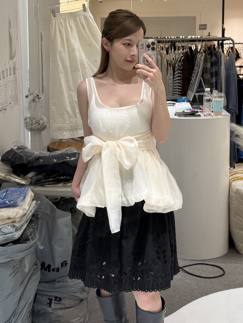 FABRIC東大門代購女裝新品推薦休閑26春夏半身裙中短裙刺繡FABRIC半身裙/中短裙