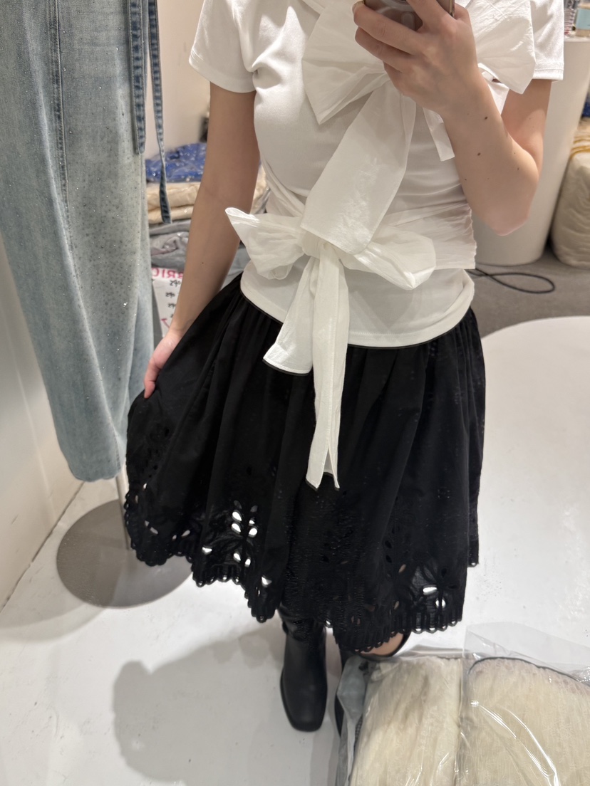 FABRIC東大門代購女裝新品推薦休閑26春夏半身裙中短裙刺繡FABRIC半身裙/中短裙