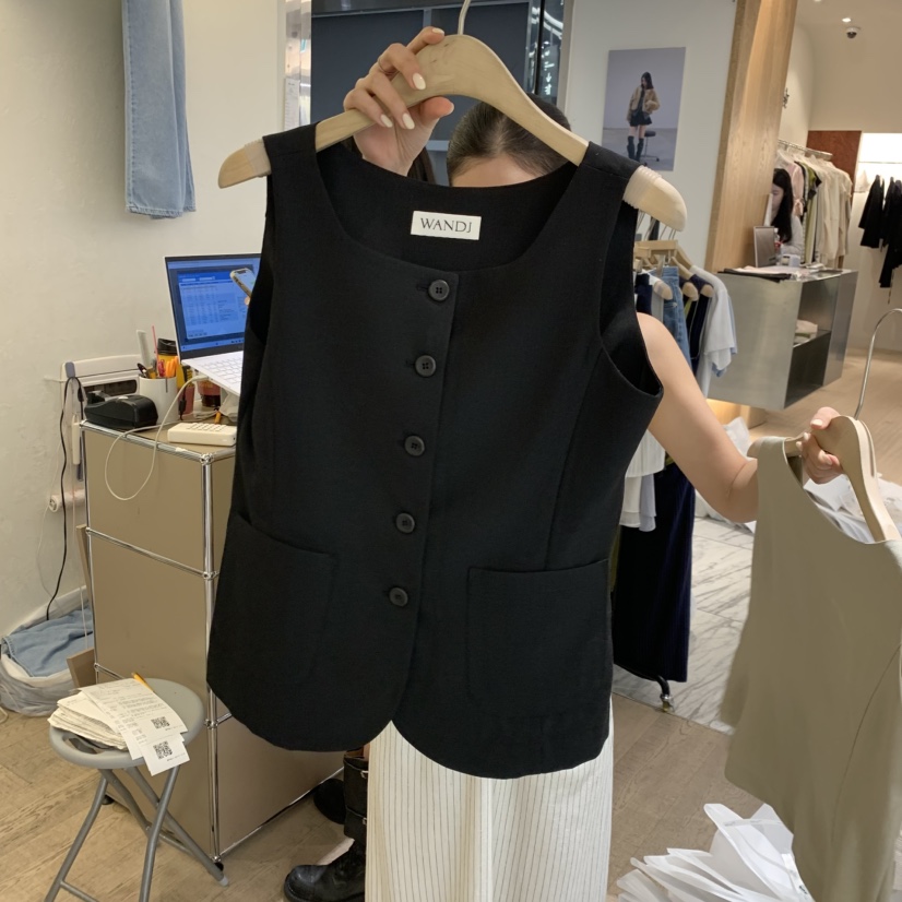 W AND J韓國直郵女士新款休閑人氣時尚熱賣職業推薦馬甲W AND J馬甲圖色2