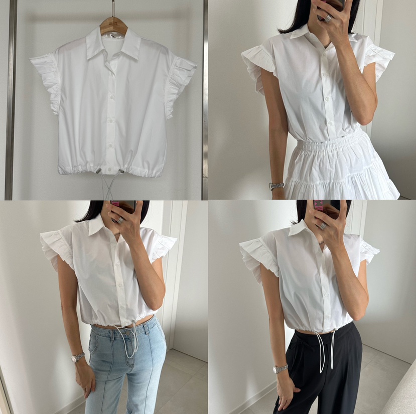 SOUIT東大門實拍女士新款推薦人氣真品職業襯衫蕾絲衫荷葉邊SOUIT by mabel-L襯衫/蕾絲衫