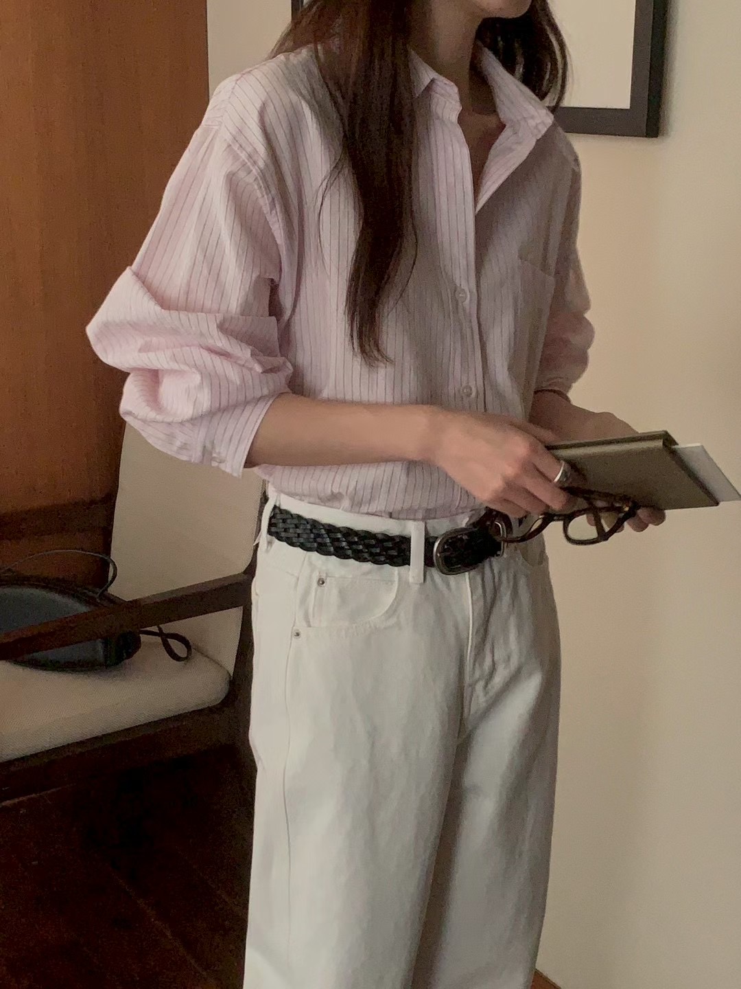 AN STAND韓國代購女士新款推薦熱賣時尚真品襯衫蕾絲衫條紋AN STAND-2件起襯衫/蕾絲衫圖色2