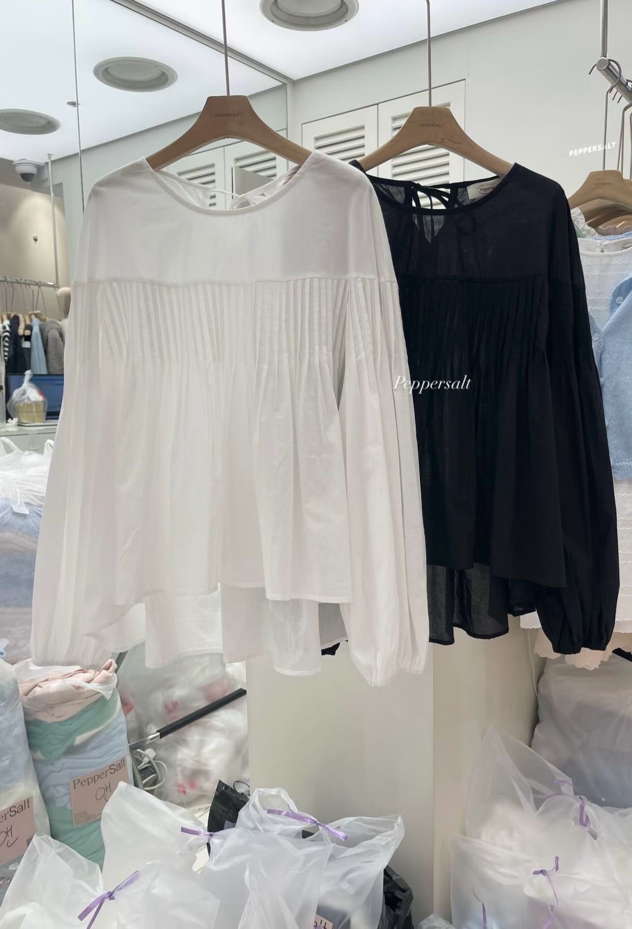 PEPPER 페페韓國代購女裝新品時尚職業推薦襯衫蕾絲衫褶裥PEPPER-SEOUL襯衫/蕾絲衫