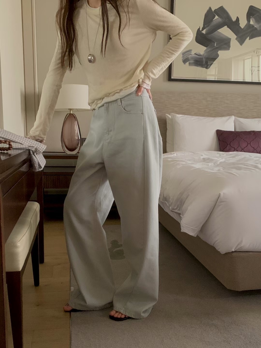 AN STAND東大門實拍女裝新款時尚人氣熱賣職業推薦牛仔褲AN STAND-2件起牛仔褲