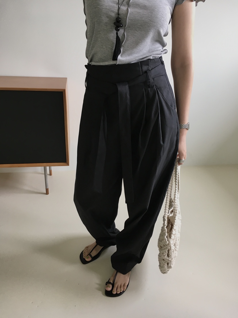 MADE-P東大門直郵女裝新款真品休閑推薦26春夏休閑褲含腰帶MADE-P休閑褲