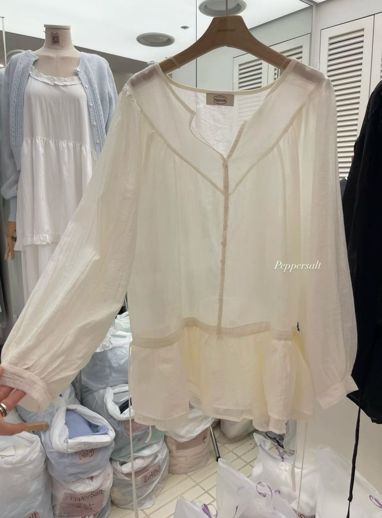 PEPPER 페페東大門代購女裝新品休閑熱賣26春夏襯衫蕾絲衫PEPPER-SEOUL襯衫/蕾絲衫圖色1