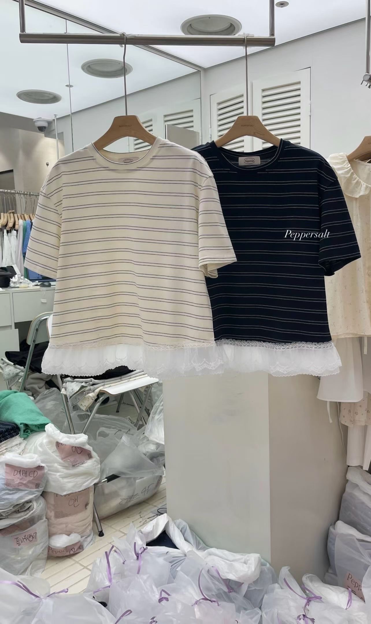 PEPPER 페페東大門代購女士新款人氣時尚真品職業T恤條紋PEPPER-SEOULT恤