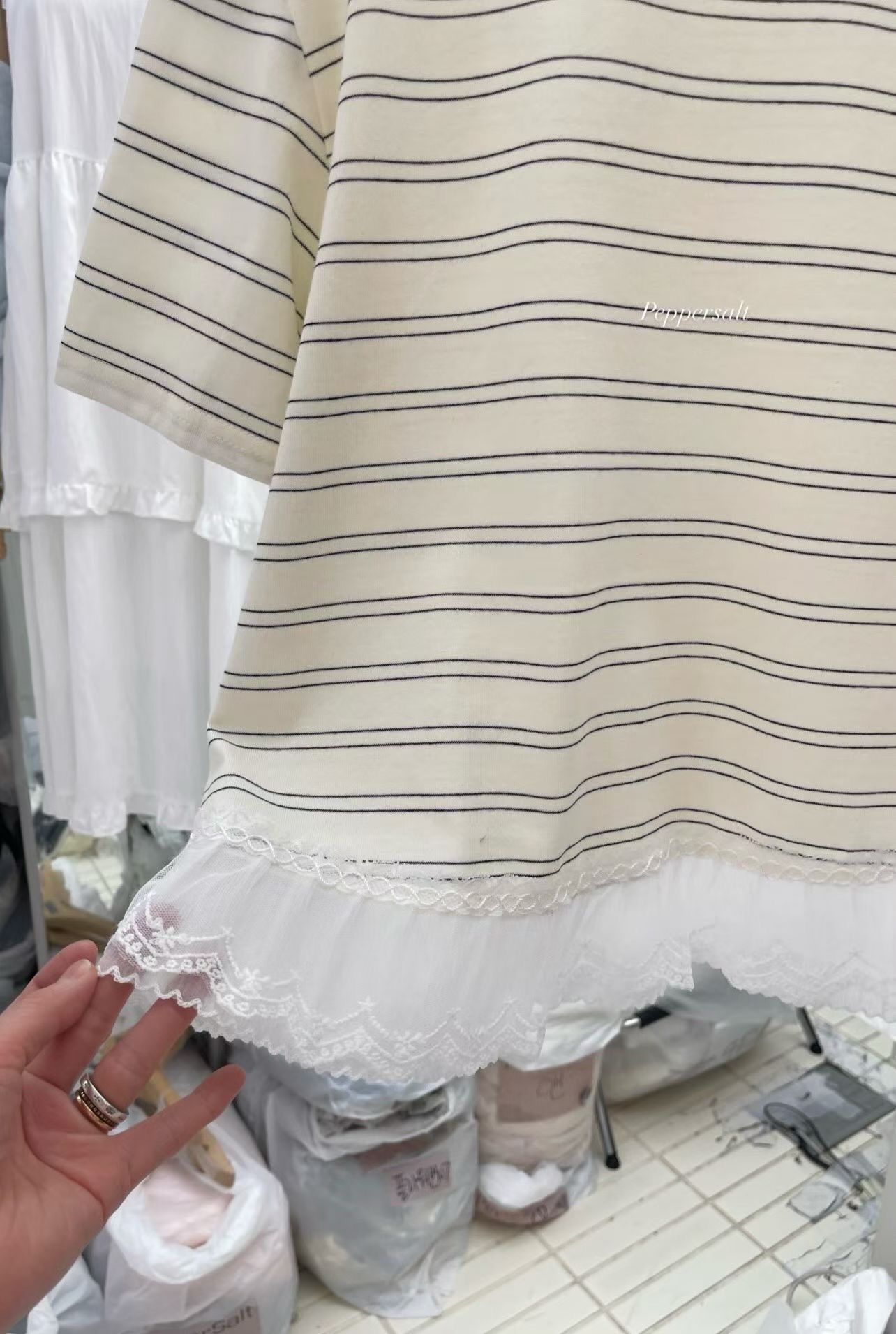 PEPPER 페페東大門代購女士新款人氣時尚真品職業T恤條紋PEPPER-SEOULT恤