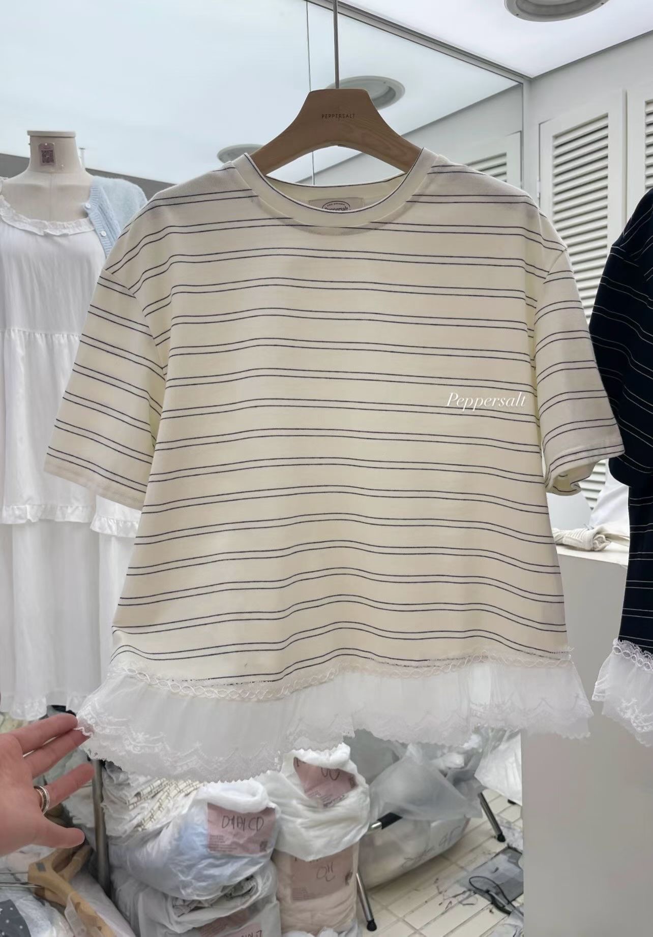 PEPPER 페페東大門代購女士新款人氣時尚真品職業T恤條紋PEPPER-SEOULT恤圖色1