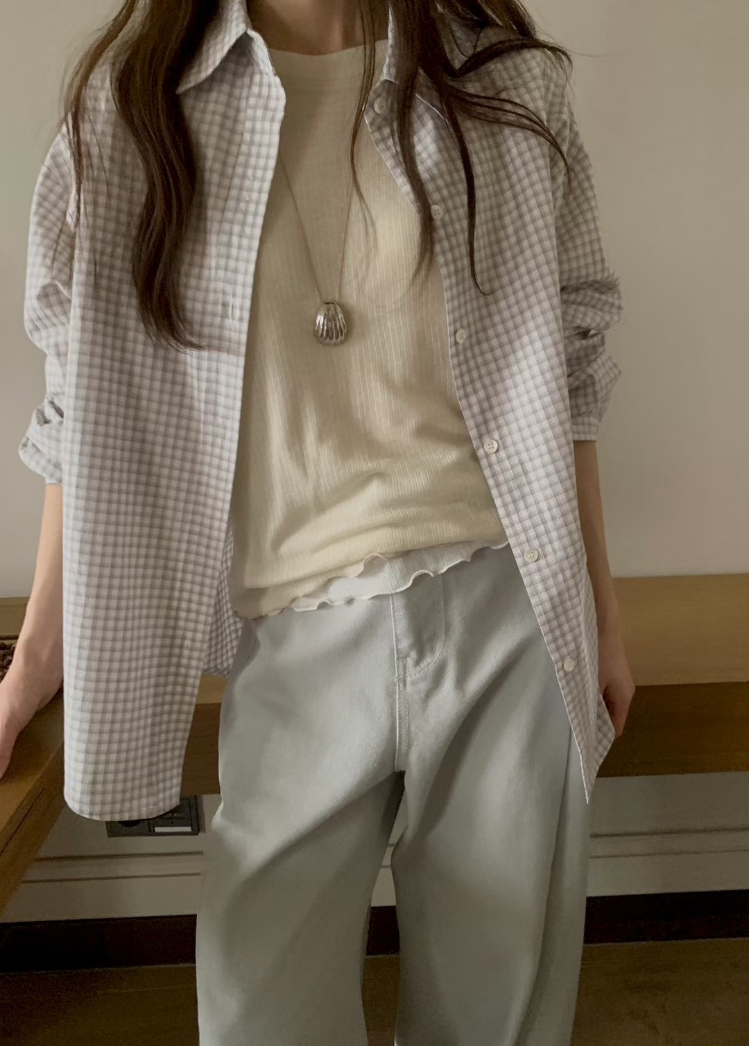 AN STAND韓國直郵女裝新品職業26春夏真品襯衫蕾絲衫格子AN STAND-2件起襯衫/蕾絲衫