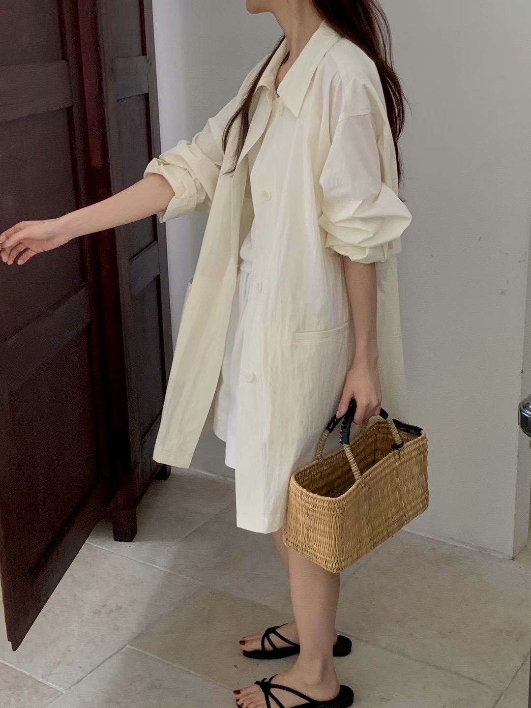 AN STAND韓國代購女裝新款休閑熱賣人氣時尚職業長款風衣AN STAND-2件起長款風衣