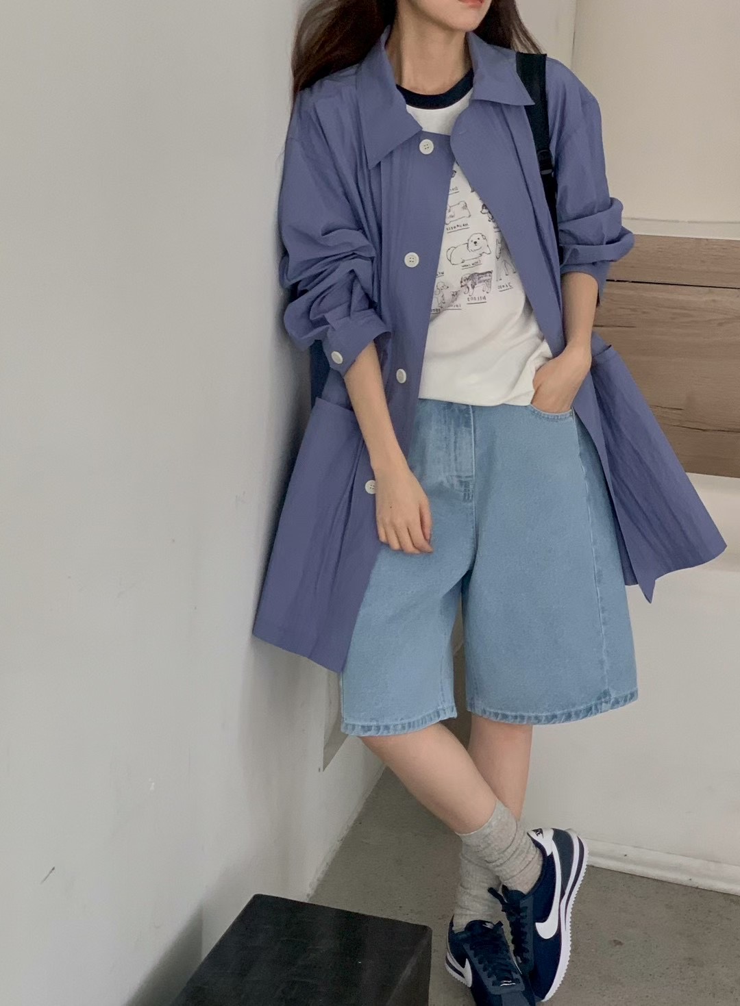 AN STAND韓國代購女裝新款休閑熱賣人氣時尚職業長款風衣AN STAND-2件起長款風衣圖色2