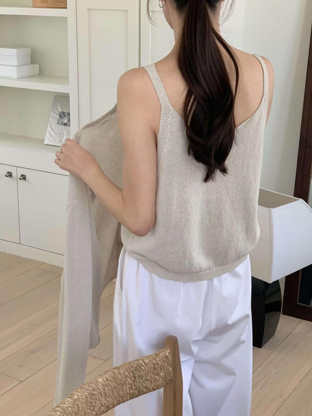 AN STAND韓國直郵女士新款休閑職業真品人氣套裝羊毛衫開襟AN STAND-2件起套裝