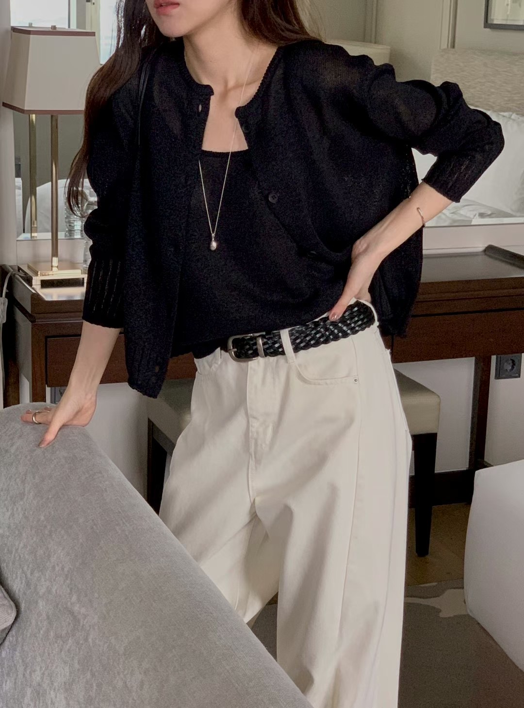 AN STAND韓國直郵女士新款休閑職業真品人氣套裝羊毛衫開襟AN STAND-2件起套裝圖色1