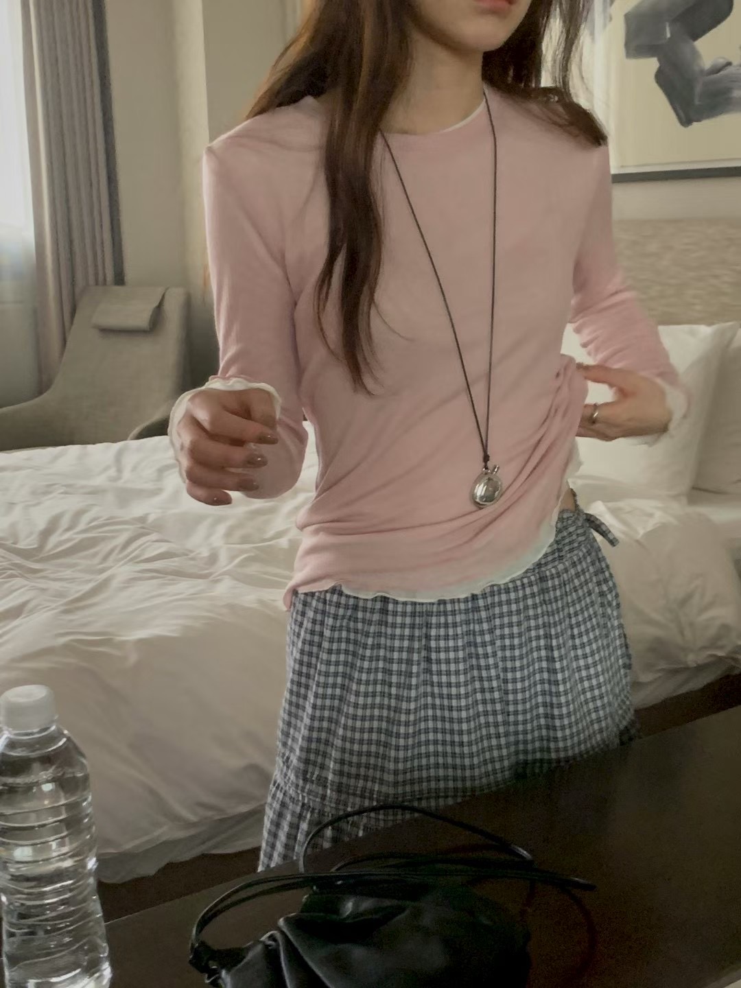 AN STAND東大門實拍女士新品推薦熱賣長袖T恤不含內搭絨AN STAND-2件起長袖T恤