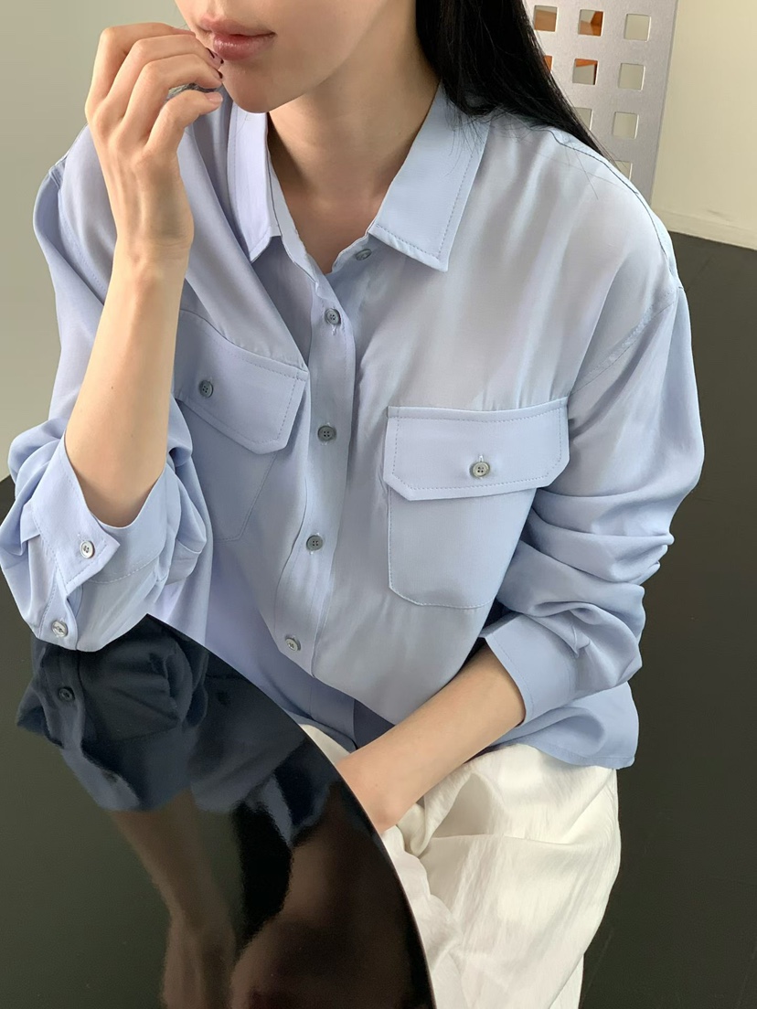 BINUS東大門代購女裝新品人氣休閑真品時尚襯衫蕾絲衫口袋BINUS襯衫/蕾絲衫