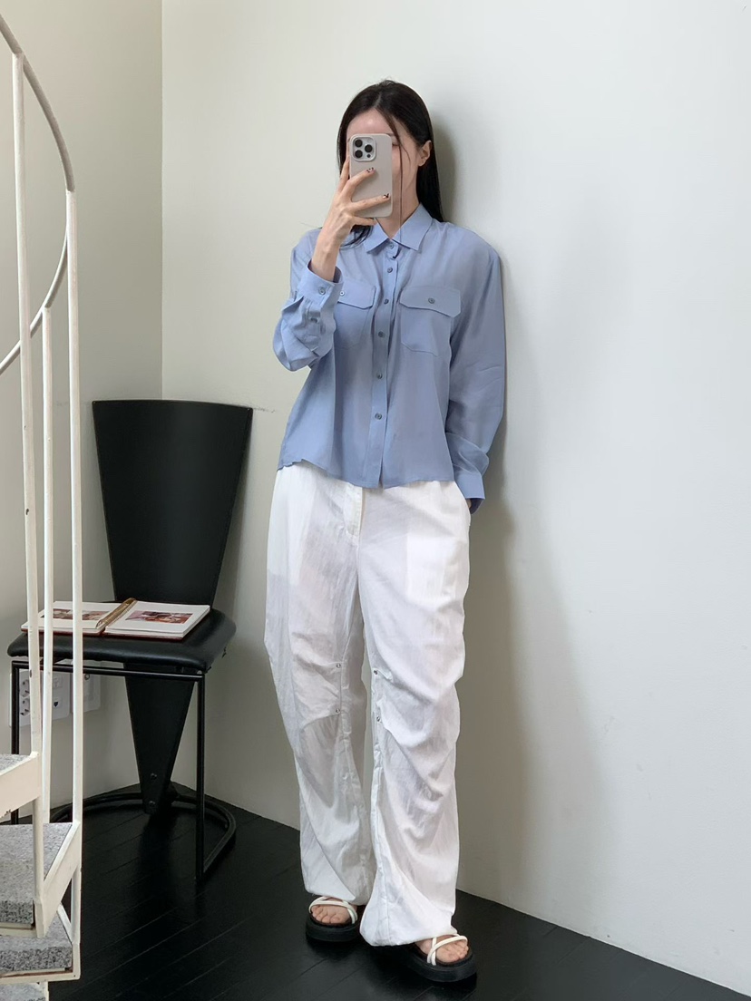 BINUS東大門代購女裝新品人氣休閑真品時尚襯衫蕾絲衫口袋BINUS襯衫/蕾絲衫