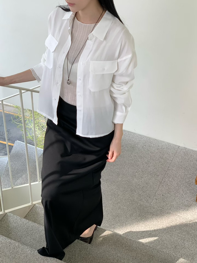 BINUS東大門代購女裝新品人氣休閑真品時尚襯衫蕾絲衫口袋BINUS襯衫/蕾絲衫