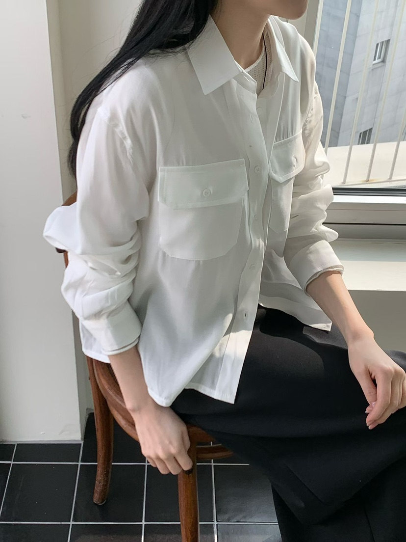 BINUS東大門代購女裝新品人氣休閑真品時尚襯衫蕾絲衫口袋BINUS襯衫/蕾絲衫