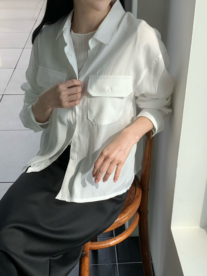 BINUS東大門代購女裝新品人氣休閑真品時尚襯衫蕾絲衫口袋BINUS襯衫/蕾絲衫