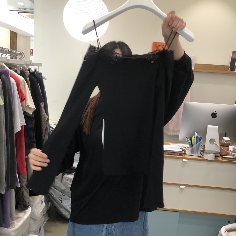 ARE韓國直郵女裝新款時尚熱賣真品職業人氣26春夏長袖T恤露肩ARE YOU/ARE長袖T恤