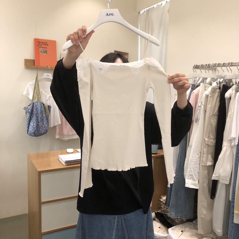 ARE韓國直郵女裝新款時尚熱賣真品職業人氣26春夏長袖T恤露肩ARE YOU/ARE長袖T恤圖色1