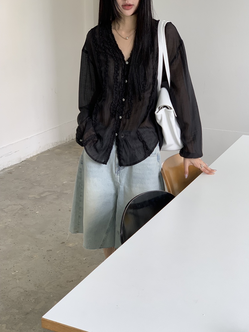 RIVER RAIN韓國直郵女士新品推薦26春夏休閑時尚襯衫蕾絲衫RIVER RAIN襯衫/蕾絲衫