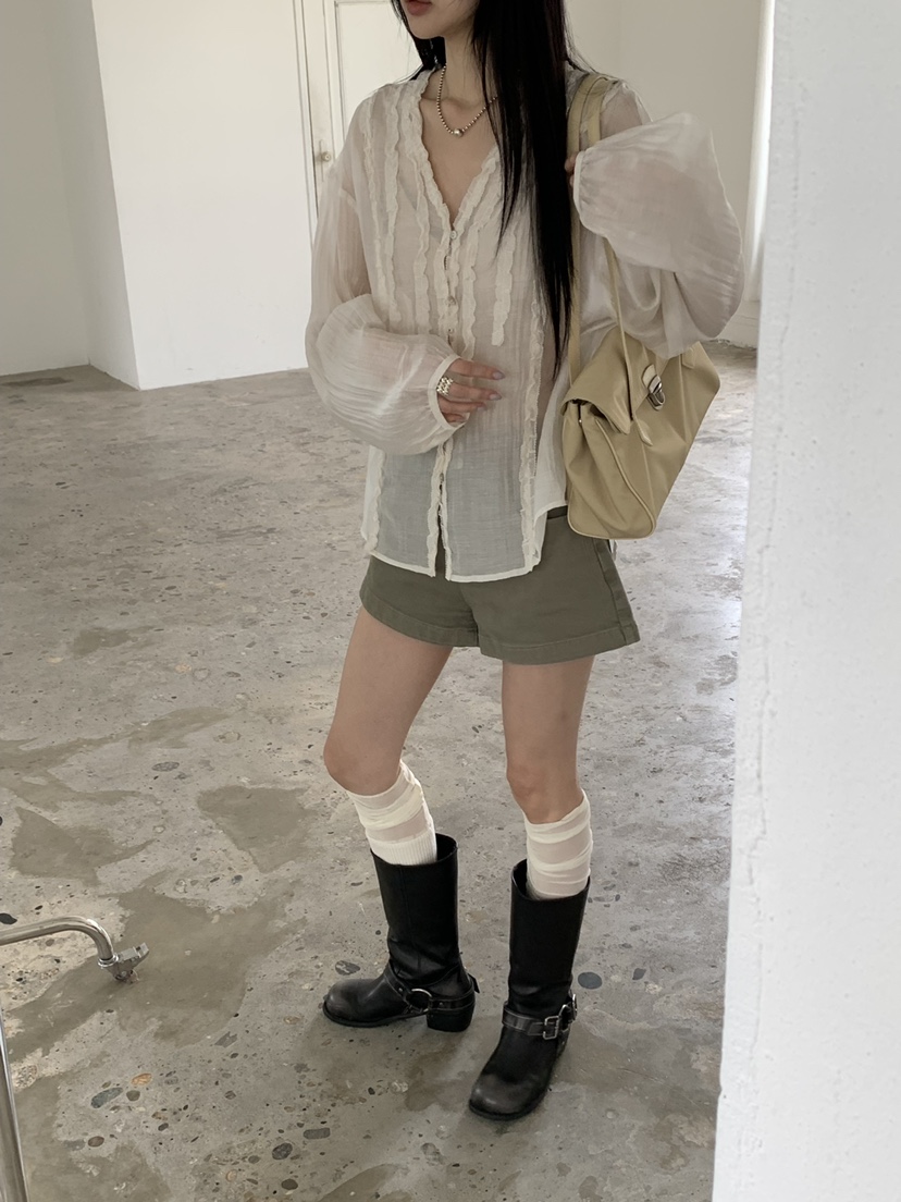 RIVER RAIN韓國直郵女士新品推薦26春夏休閑時尚襯衫蕾絲衫RIVER RAIN襯衫/蕾絲衫