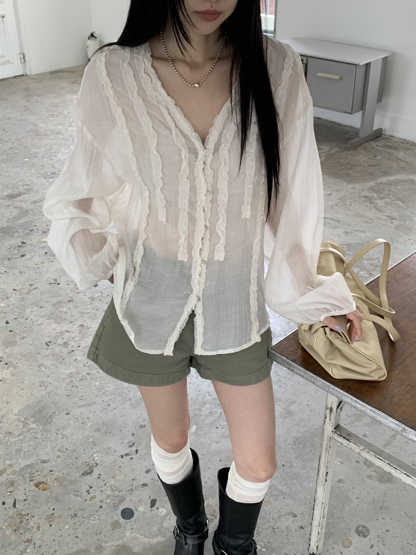 RIVER RAIN韓國直郵女士新品推薦26春夏休閑時尚襯衫蕾絲衫RIVER RAIN襯衫/蕾絲衫