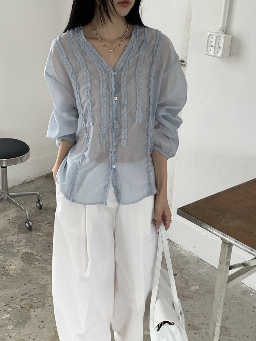 RIVER RAIN韓國直郵女士新品推薦26春夏休閑時尚襯衫蕾絲衫RIVER RAIN襯衫/蕾絲衫圖色1