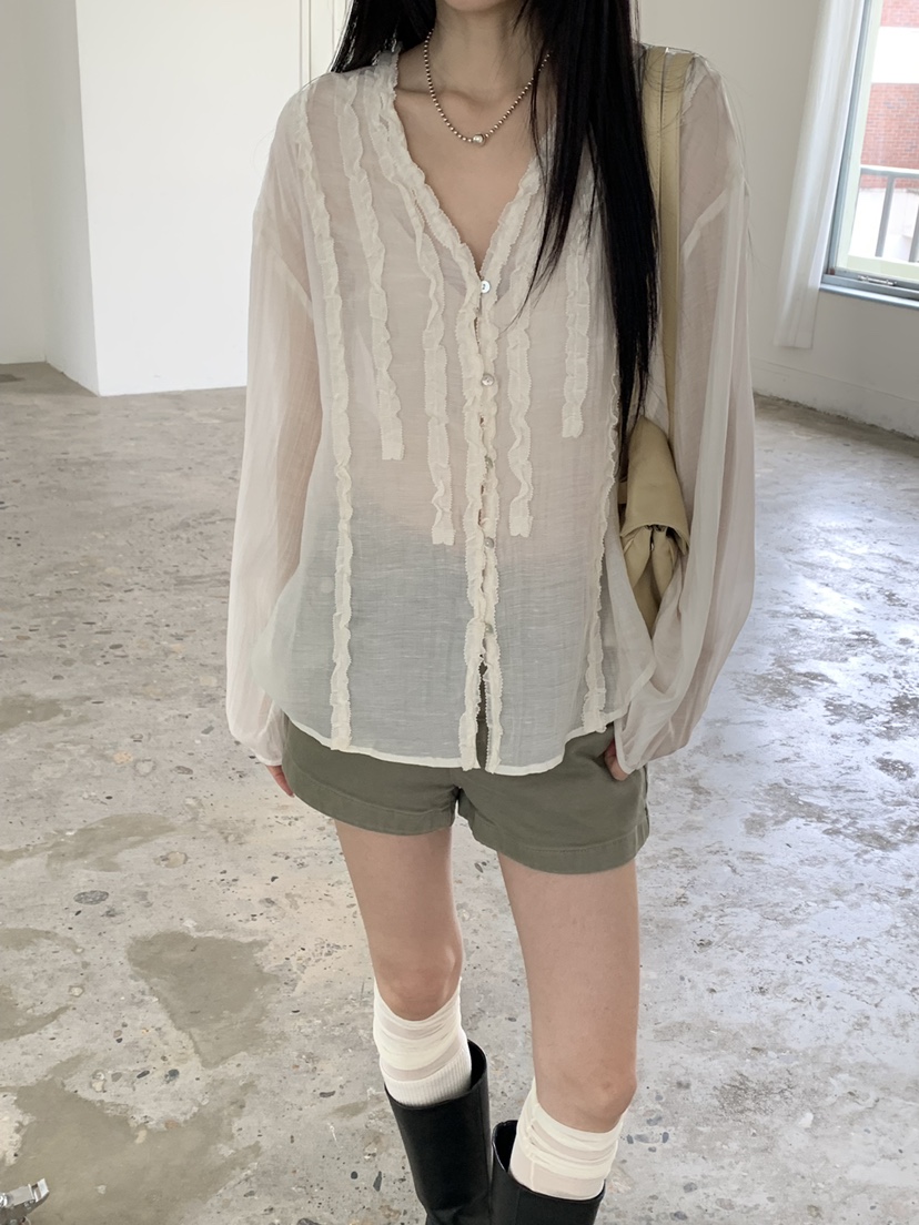 RIVER RAIN韓國直郵女士新品推薦26春夏休閑時尚襯衫蕾絲衫RIVER RAIN襯衫/蕾絲衫圖色3