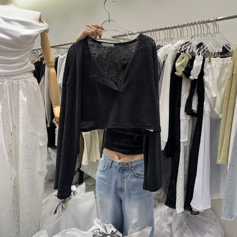 BAIE.38東大門代購女裝新品26春夏職業推薦長袖T恤短款亞麻BAIE.38長袖T恤圖色2