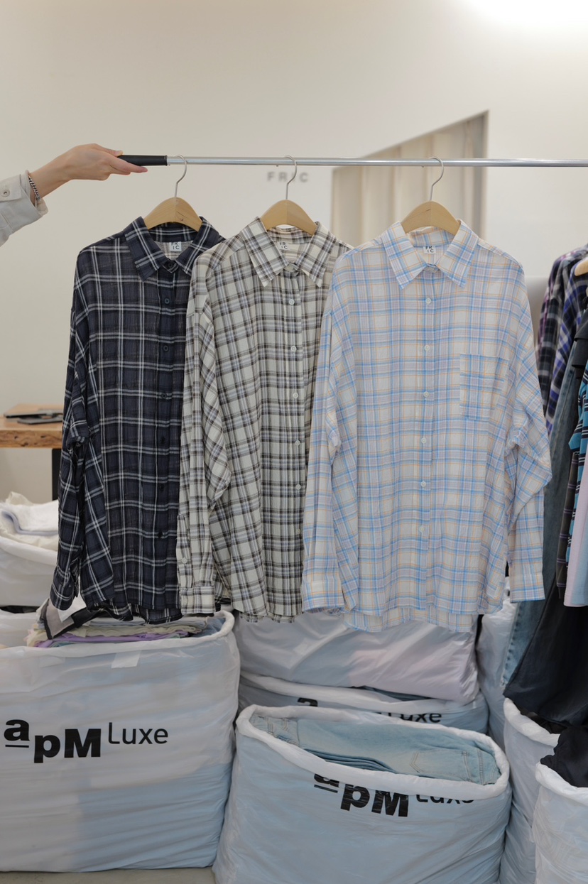 FRIC東大門直郵女裝新品職業26春夏熱賣時尚襯衫蕾絲衫格紋FRIC襯衫/蕾絲衫