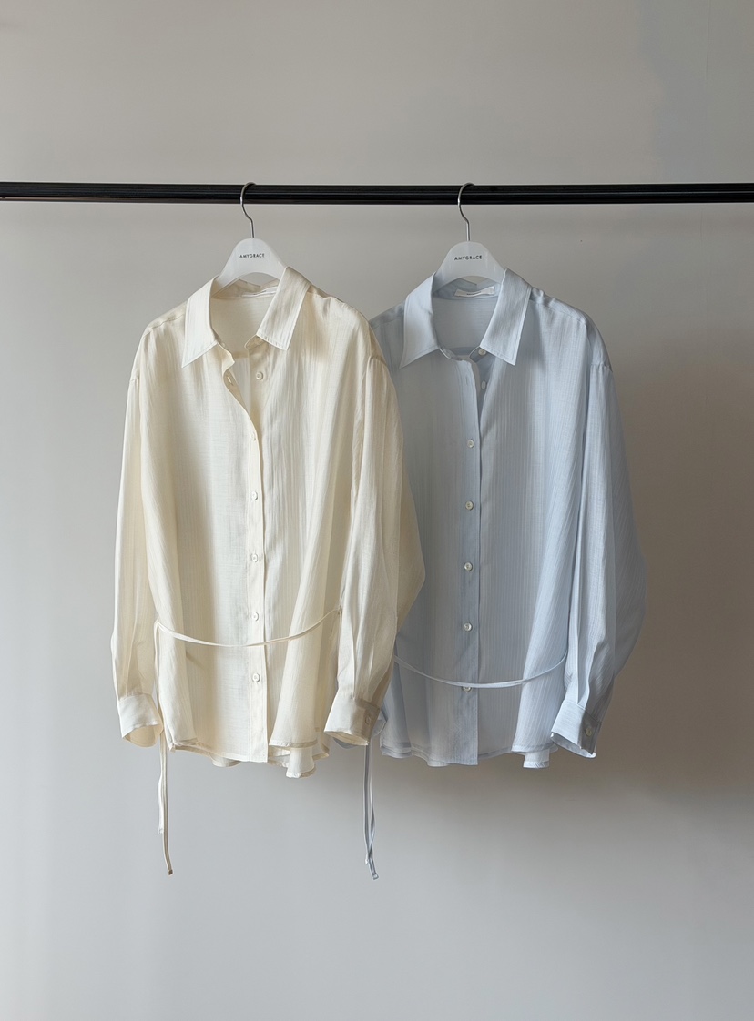 AMY GRACE-A東大門直郵女裝新款真品時尚襯衫蕾絲衫含腰繩AMY GRACE-A襯衫/蕾絲衫