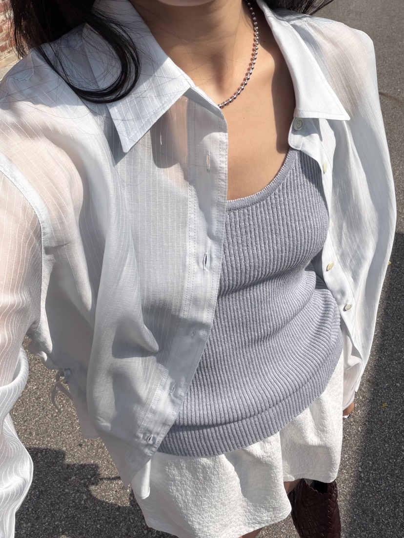 AMY GRACE-A東大門直郵女裝新款真品時尚襯衫蕾絲衫含腰繩AMY GRACE-A襯衫/蕾絲衫