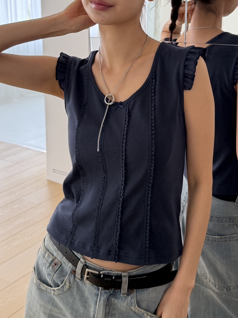 KARE/WEREPIECE韓國代購女士新品26春夏人氣熱賣T恤荷葉邊KARE/WEREPIECET恤