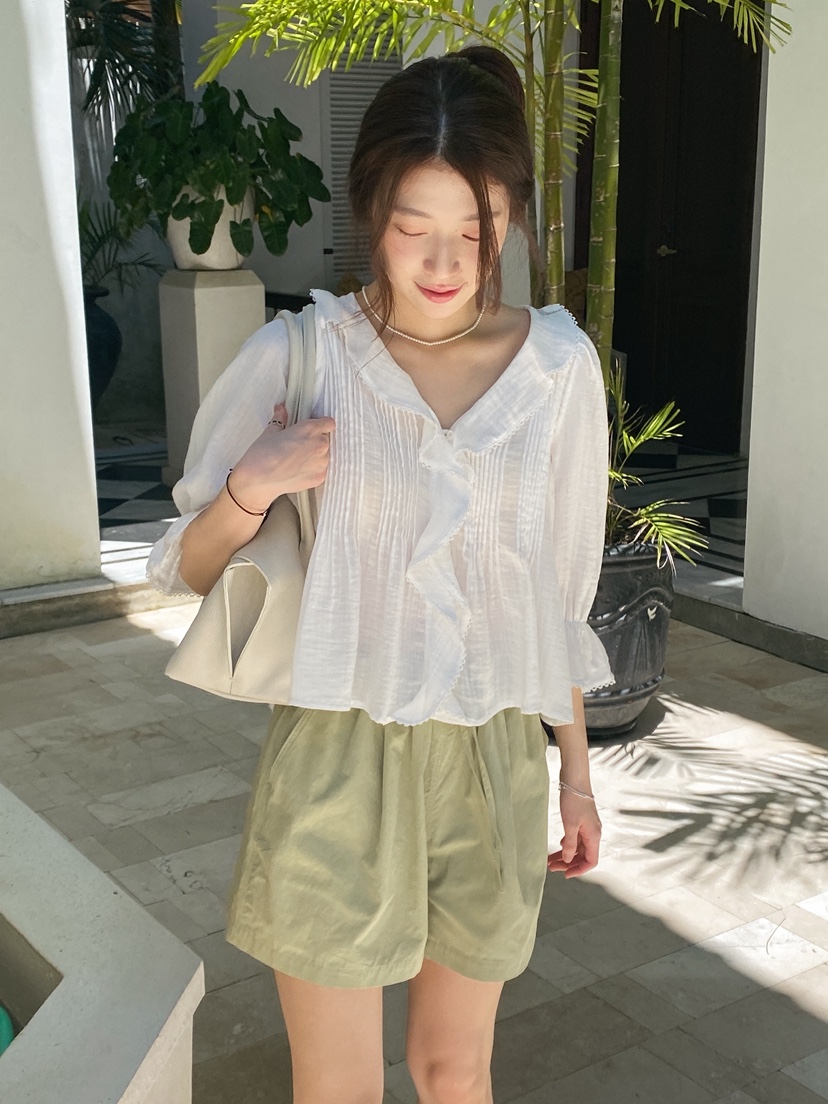 ERUME韓國直郵女士新款時尚26春夏休閑熱賣人氣襯衫蕾絲衫ERUME襯衫/蕾絲衫