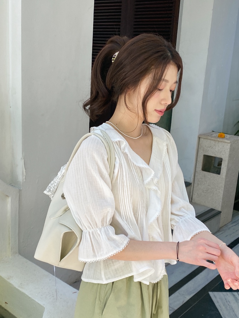 ERUME韓國直郵女士新款時尚26春夏休閑熱賣人氣襯衫蕾絲衫ERUME襯衫/蕾絲衫